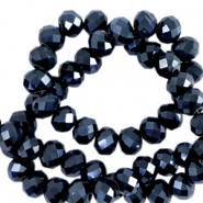 Top Glas Facett Perlen 8x6 mm rondellen Interstellar blue-pearl shine coating