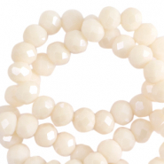 Top Glas Facett Perlen 6x4 mm rondellen Pristine beige-pearl shine coating