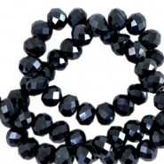 Top Glas Facett Perlen 4x3 mm rondellen Black-pearl shine coating