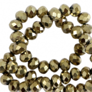 Top Glas Facett Perlen 3x2mm rondellen Antique gold metallic-pearl shine coating