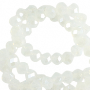 Top Glas Facett Perlen 3x2mm rondellen Milky crystal-pearl shine coating