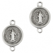 Metall Anhänger DQ Zwischenstück religiöse 14mm Antik silber (Nickelfrei)