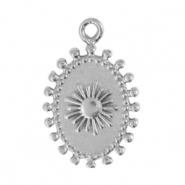 Metall Anhänger DQ Oval Antik silber (Nickelfrei)