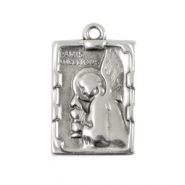 Metall Anhänger DQ Rectangle with Angel Antik silber (Nickelfrei)