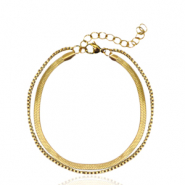 Armbänder aus Stainless Steel - Rostfreiem Stahl 2 layer Schlangenkette Gold