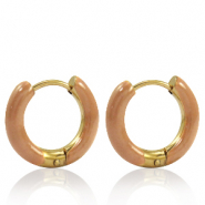 Ohrringe aus Stainless Steel - Rostfreiem Stahl Creolen Enamel 16mm Sandstone brown-gold