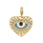 Brass TQ Metall Anhänger Auge der Vorsehung Enamel Gold-blue