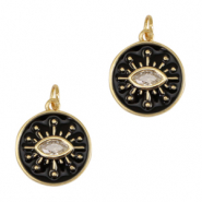 Brass TQ Metall Anhänger Auge der Vorsehung Enamel Gold-black