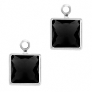 Anhänger Kristallglas Square Jet black-silver