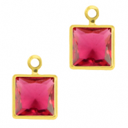 Anhänger Kristallglas Square Ruby pink-gold
