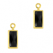 Anhänger Kristallglas Rechteck Jet black-gold