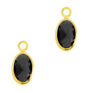 Anhänger Kristallglas Oval Jet black-gold