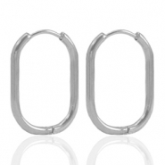 Ohrringe aus Stainless Steel - Rostfreiem Stahl Creolen oval Silver