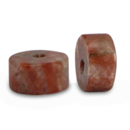 Natursteinperlen Graniet Disc 6x3mm Burgundy red