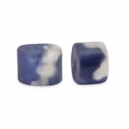 Natursteinperlen Sodalith und Mikrokline Disc 3x2mm Dark blue-white
