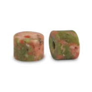Natursteinperlen Graniet Disc 3x2mm Red-olive green