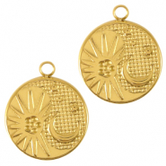 Stainless Steel - Rostfrei Stahl Anhänger Sonne & Mond Gold