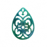 Resin Anhänger Tropfen Barock 38x27mm Ocean green