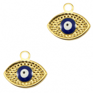 Stainless Steel - Rostfrei Stahl Anhänger Auge der Vorsehung Enamel Gold-blue
