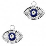 Stainless Steel - Rostfrei Stahl Anhänger Auge der Vorsehung Enamel Silver-blue
