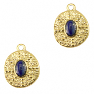 Stainless Steel - Rostfrei Stahl Anhänger irregular mit Naturstein Gold-dark blue