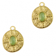 Stainless Steel - Rostfrei Stahl Anhänger irregular mit Naturstein Gold-honeydew green