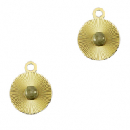 Stainless Steel - Rostfrei Stahl Anhänger 12mm mit Naturstein Gold-horizon gray
