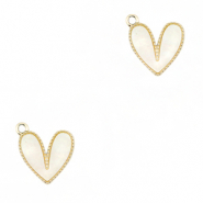 Resin Anhänger Herz Gold-off white