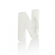 Muschel Anhänger Süßwasserperlmutt Buchstaben N White (Naturliche Farbe Muschel)