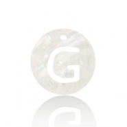 Muschel Anhänger Süßwasserperlmutt Buchstaben G White (Naturliche Farbe Muschel)