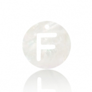 Muschel Anhänger Süßwasserperlmutt Buchstaben F White (Naturliche Farbe Muschel)