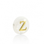 Muschel-Perlen Süßwasserperlmutt Buchstaben Z Gold-white (Naturliche Farbe Muschel)