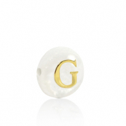 Muschel-Perlen Süßwasserperlmutt Buchstaben G Gold-white (Naturliche Farbe Muschel)