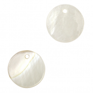 Muschel Anhänger Süßwasserperlmutt 8mm White (Naturliche Farbe Muschel)