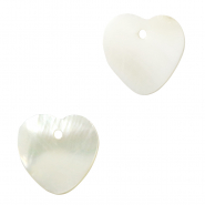 Muschel Anhänger Süßwasserperlmutt Herz White (Naturliche Farbe Muschel)