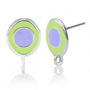 Metall Zubehör DQ Ohrringe mit Öse Antik silber-lavender purple-yellow (Nickelfrei)