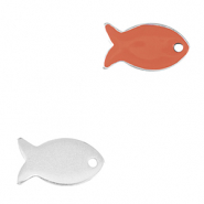 Metall Anhänger DQ Fisch Antik silber-coral red (nikkelvrij)
