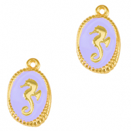 Metall Anhänger DQ Seepferdchen Gold-lavender purple (nikkelvrij)