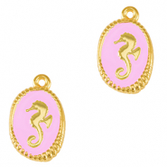 Metall Anhänger DQ Seepferdchen Gold-lilac rose (nikkelvrij)