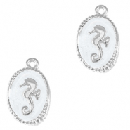 Metall Anhänger DQ Seepferdchen Antik silber-pearl white (nikkelvrij)