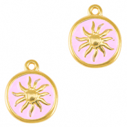 Metall Anhänger DQ Sonne Gold-lilac rose (nikkelvrij)