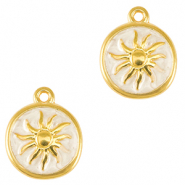 Metall Anhänger DQ Sonne Gold-pearl white (nikkelvrij)