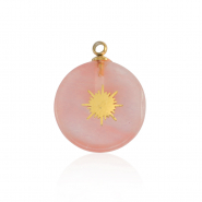 Stainless Steel - Rostfrei Stahl Anh&auml;nger Sun Gold-pink