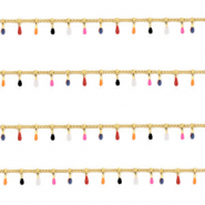 Stainless Steel - Rostfrei Stahl Schmuckzubehör Gliederkette Spike Gold-multicolour