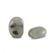 Naturstein Perlen Quarz Oval Smokey grey