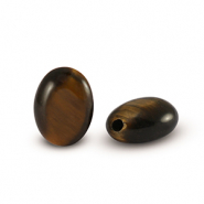Naturstein Perlen Tigerauge Oval Golden brown