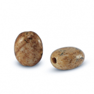 Naturstein Perlen Dalmatiner Jaspis Oval Acorn brown