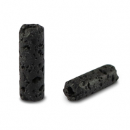 Naturstein Perlen Vulkangestein Tubes Black