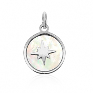 Stainless Steel - Rostfrei Stahl Anhänger Muschel Salzwasserperlmutt 10mm Silver-white (Naturliche Farbe Muschel)