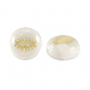 Glasperlen Rondell shell look eye White-gold